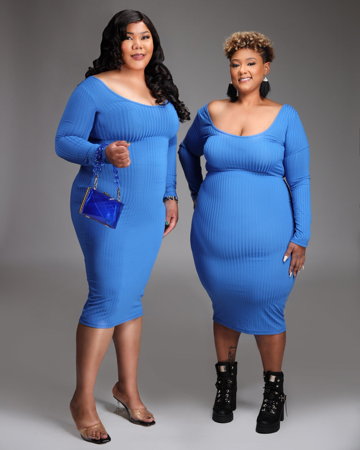 Give Em” The Blues Bodycon Midi Dress