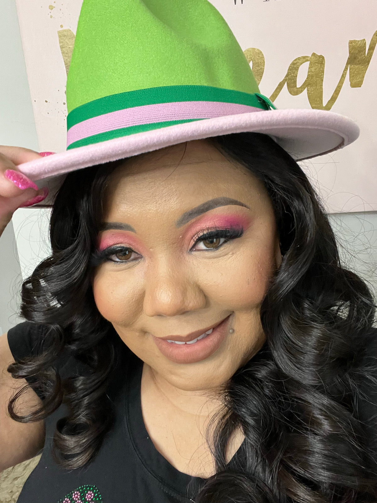 Pink &amp; Green Fedora